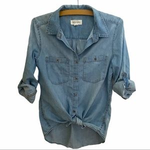 Wax Jean denim button front shirt. Long sleeves